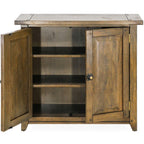 Driftwood Cupboard with doors open showing internal timber shelves and storage space