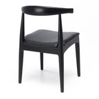 Rear view of black Elbow Dining Chair showing sculpted curved oak backrest