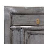 Close up of Elliot Sideboard Glossy Grey drawer showing textured finish and brass toned handle