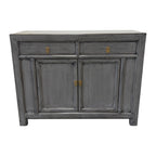 Elliot Sideboard in Glossy Grey showing lacquered pine finish and panelled doors