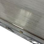 Close up of Elliot Sideboard showing layered glossy grey lacquered pine finish