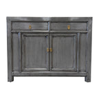 Elliot Sideboard Glossy Grey front view with two drawers and two cupboard doors