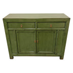 Elliot Sideboard in Olive Green showing two drawers and cupboard storage