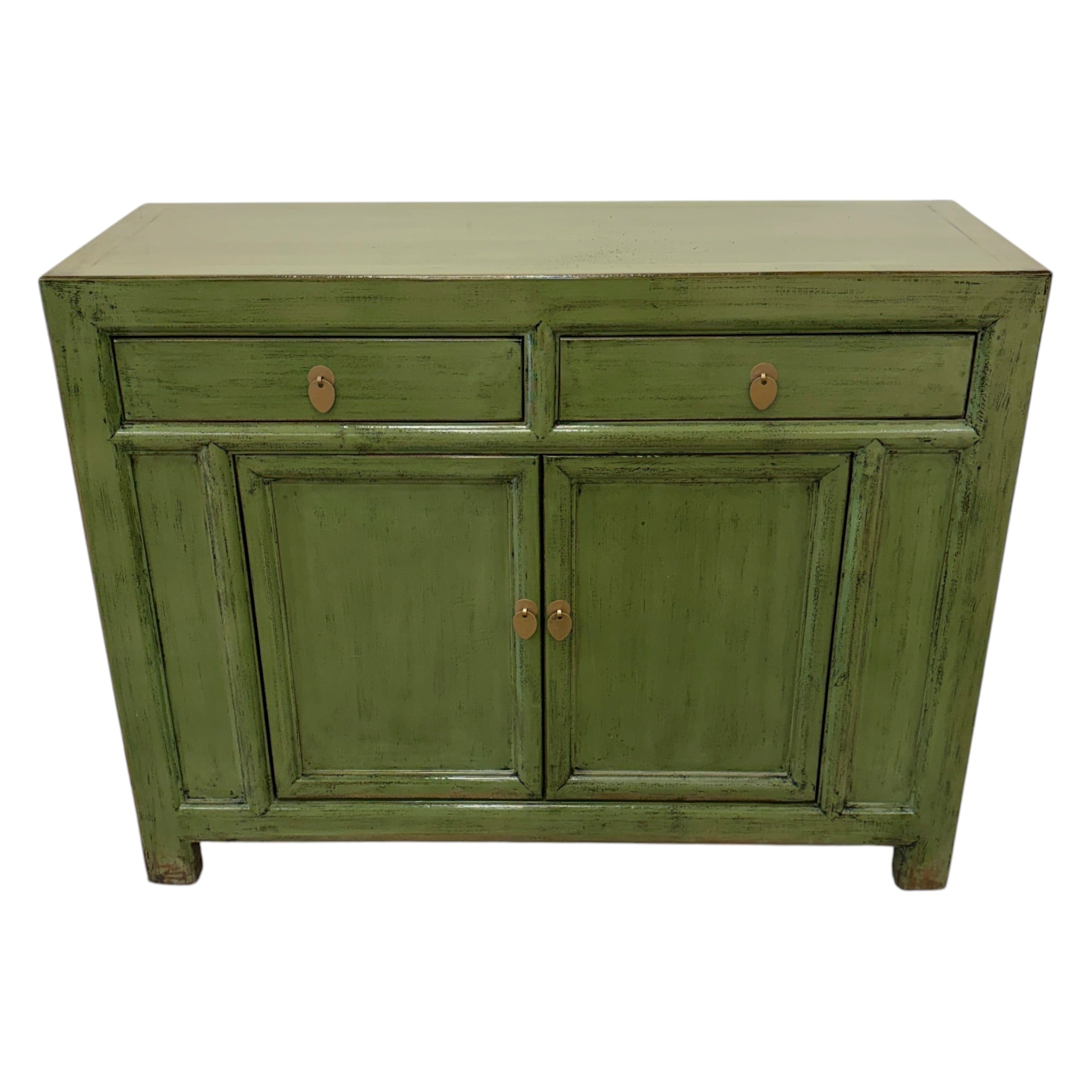 Elliot Sideboard in Olive Green showing two drawers and cupboard storage