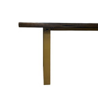 Evolution rustic mango wood dining bench with iron brown finish and gold legs