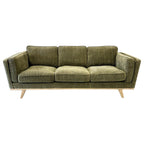 Fergus 3 Seat Sofa in Plush Olive featuring deep seat cushions, soft plush upholstery and a contemporary silhouette.