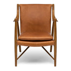 Finn Occasional Chair in Tan with a solid ash timber frame and top-grade aniline leather upholstery.