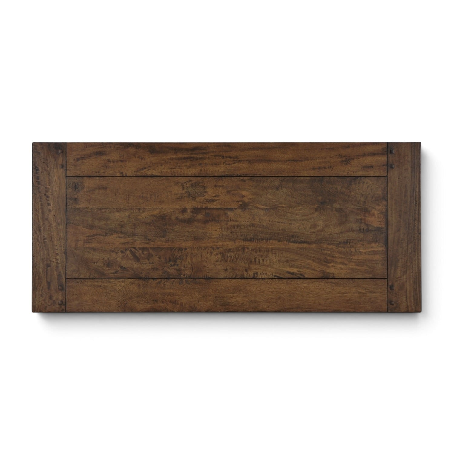 Top view of the Flint 2 Door Sideboard highlighting the varied natural grain and rustic character of the Albany mango wood finish.