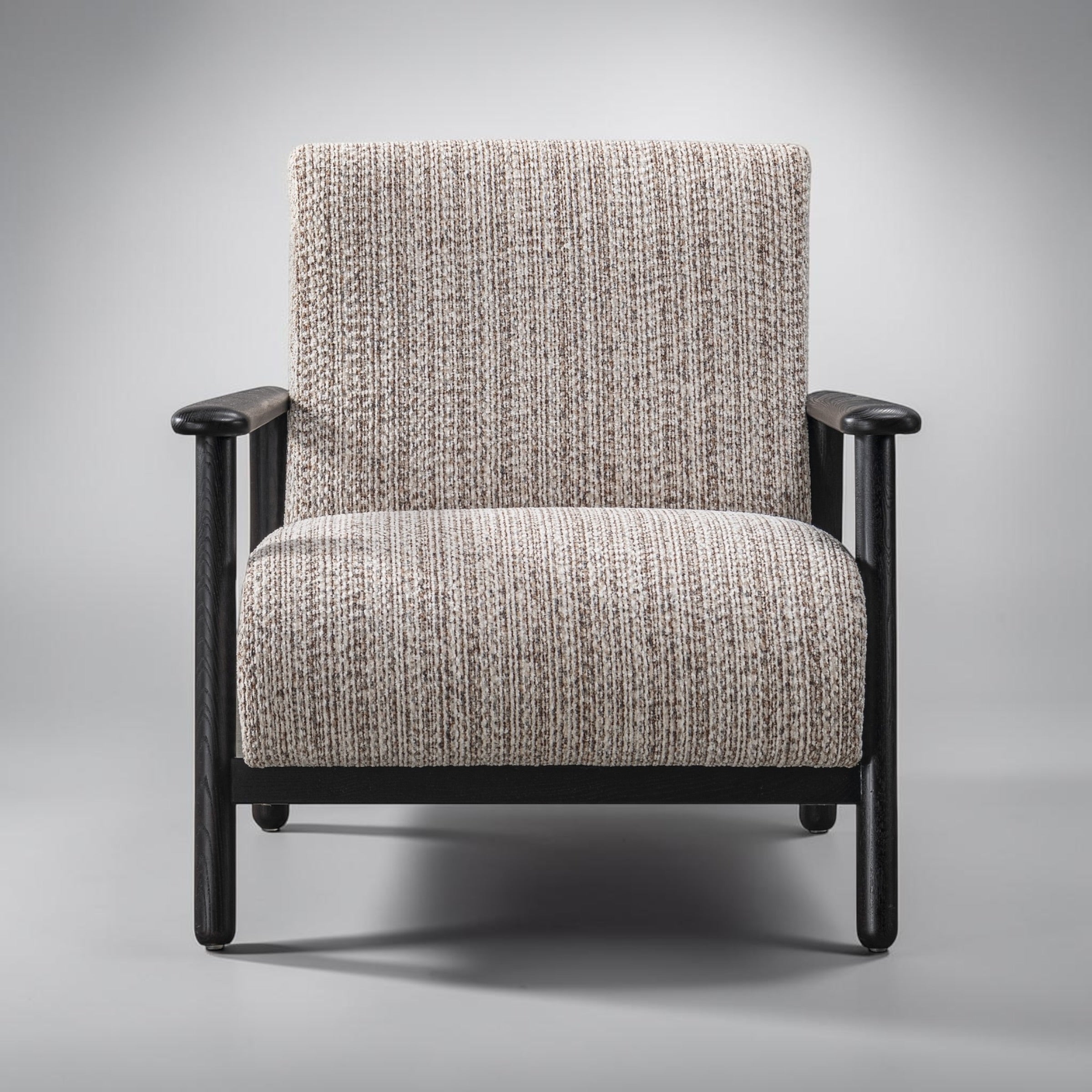Frankie chair in Nutmeg Cream fabric with a contemporary upholstered design.