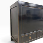 Frano Sideboard black finish with distressed edging and brass handle detail