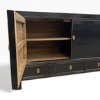 Frano Sideboard with doors open showing internal timber shelving and storage
