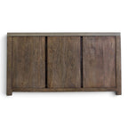 Gun Metal Stone Composite 3 Door Sideboard clear cut front view with timber doors and dark stone composite top