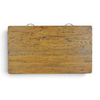 Overhead view of the Hamstead Coffee Table showing the natural grain and rustic Smokehouse finish of the solid mango wood top.