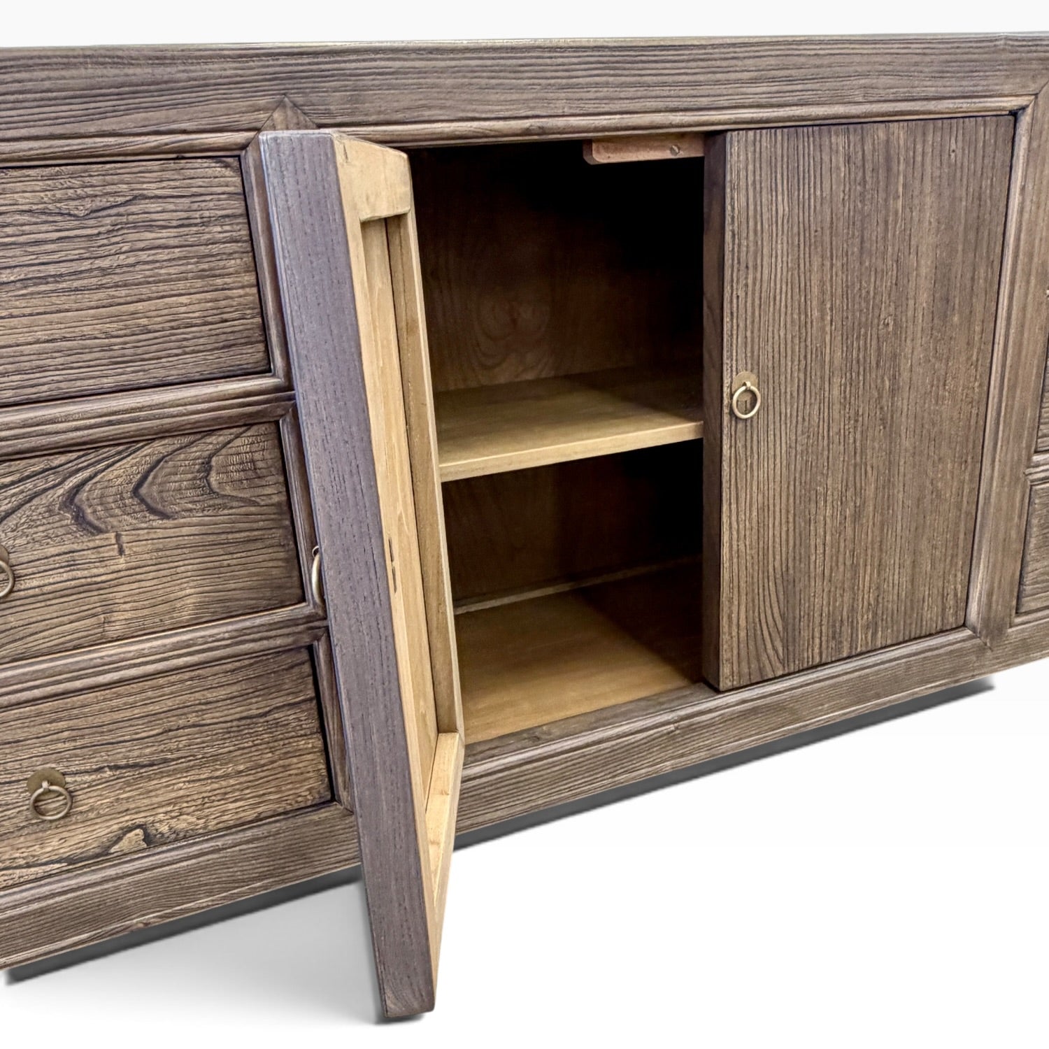 Jacob Sideboard with door open showing internal shelf storage and drawers on either side