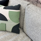 Close-up of the Josephine Sofa's generously padded seat and back cushions, showcasing the tailored upholstery and inviting comfort.