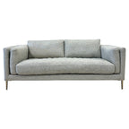 Josephine Sofa in Geo Black/White with a slim contemporary silhouette, deep seat cushions and black metal legs.