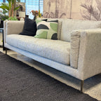 Josephine Sofa in Geo Black/White styled in a contemporary living room with complementary furniture and décor.