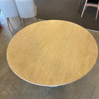 Close-up of the Lando Dining Table's solid mango wood tabletop, highlighting the natural timber grain and textured Sandblast finish.