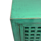 Close-up of the textured teal finish on the Lattice 2 Door Cupboard