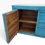 Lola Sideboard with cupboard door open revealing natural timber interior and storage shelf