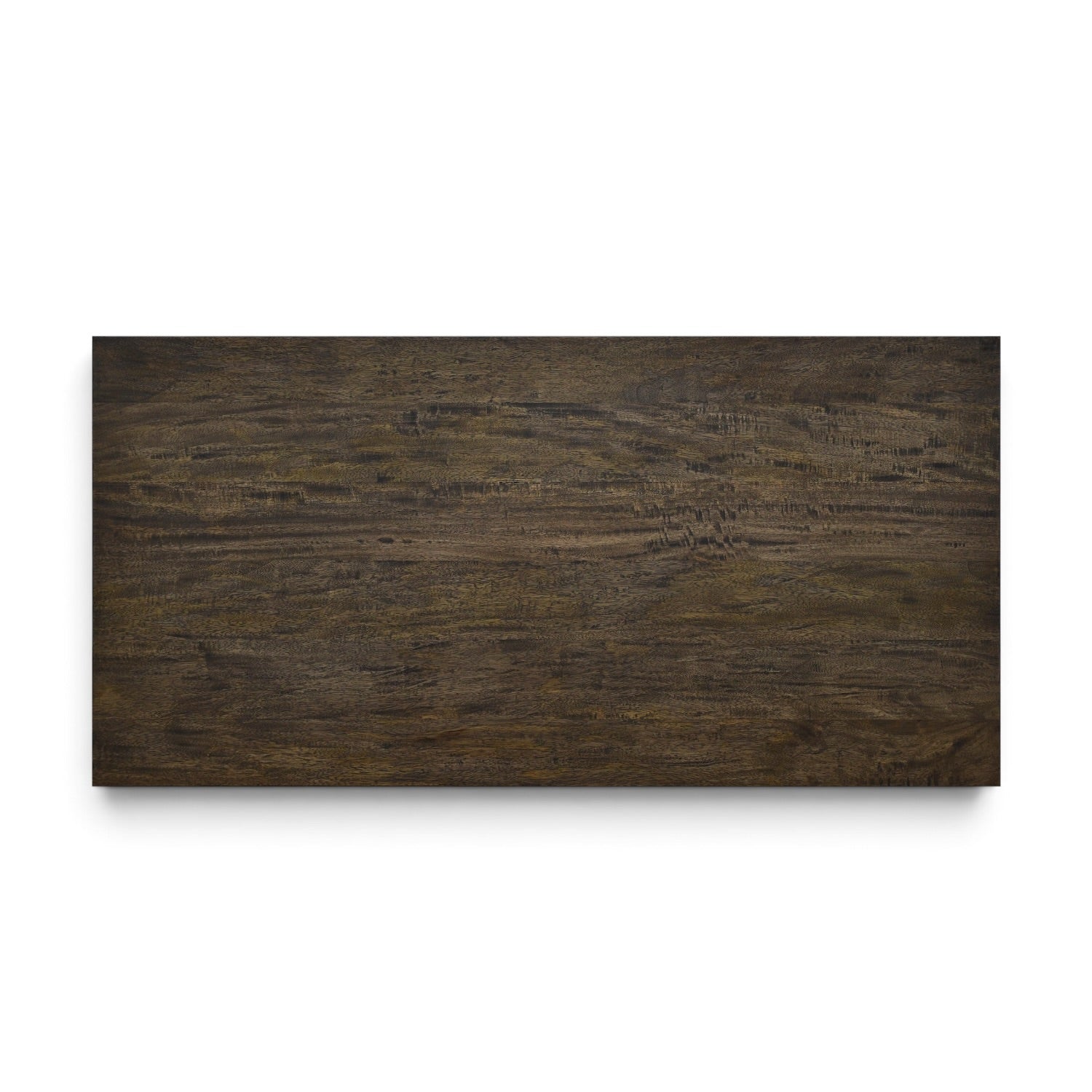 Top view of the Lyon coffee table showing the rustic pale taupe mango wood grain