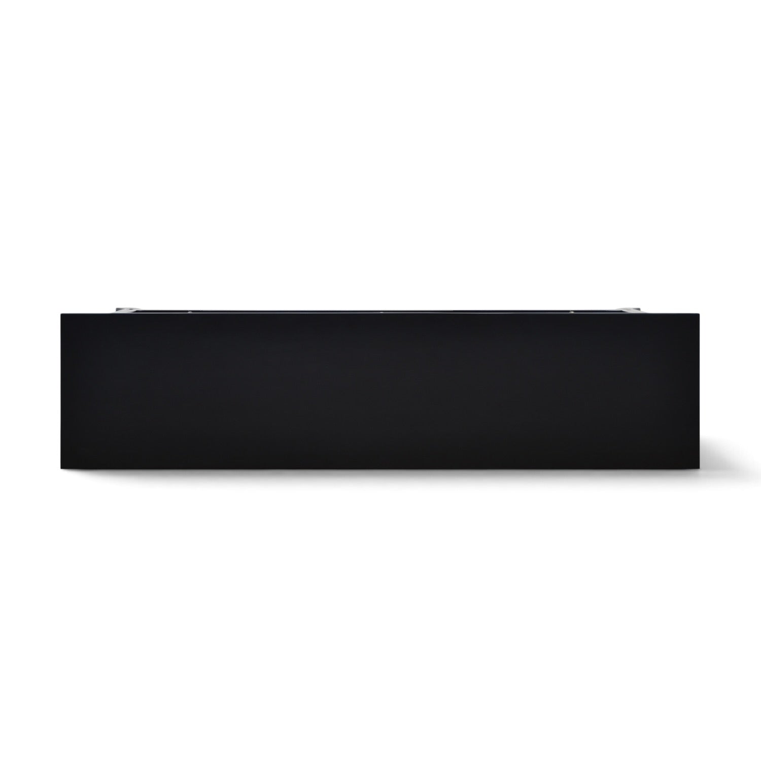 Top view of the Major Console in crisp black, showing the solid mango wood construction and quality finish.