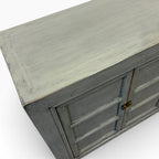 Maria Sideboard in Glossy Grey showing distressed painted finish