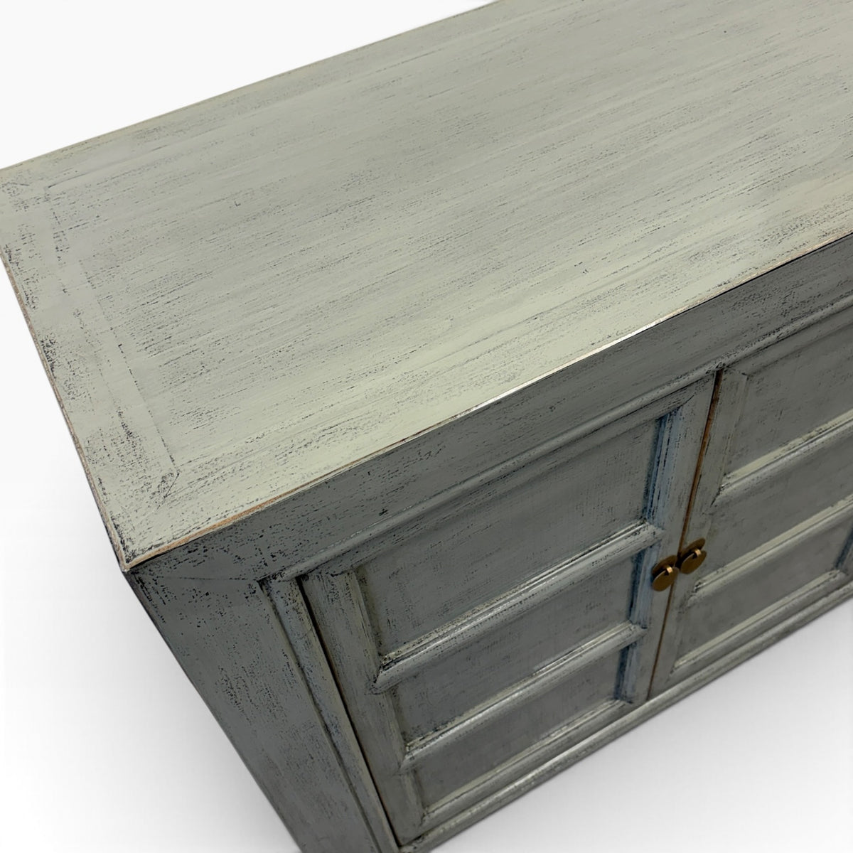 Maria Sideboard in Glossy Grey showing distressed painted finish