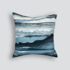 Mariella Cushion with abstract watercolour landscape design in blue and teal