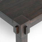 Melton Coffee Table showing distinctive corner joinery and Antique Walnut finish