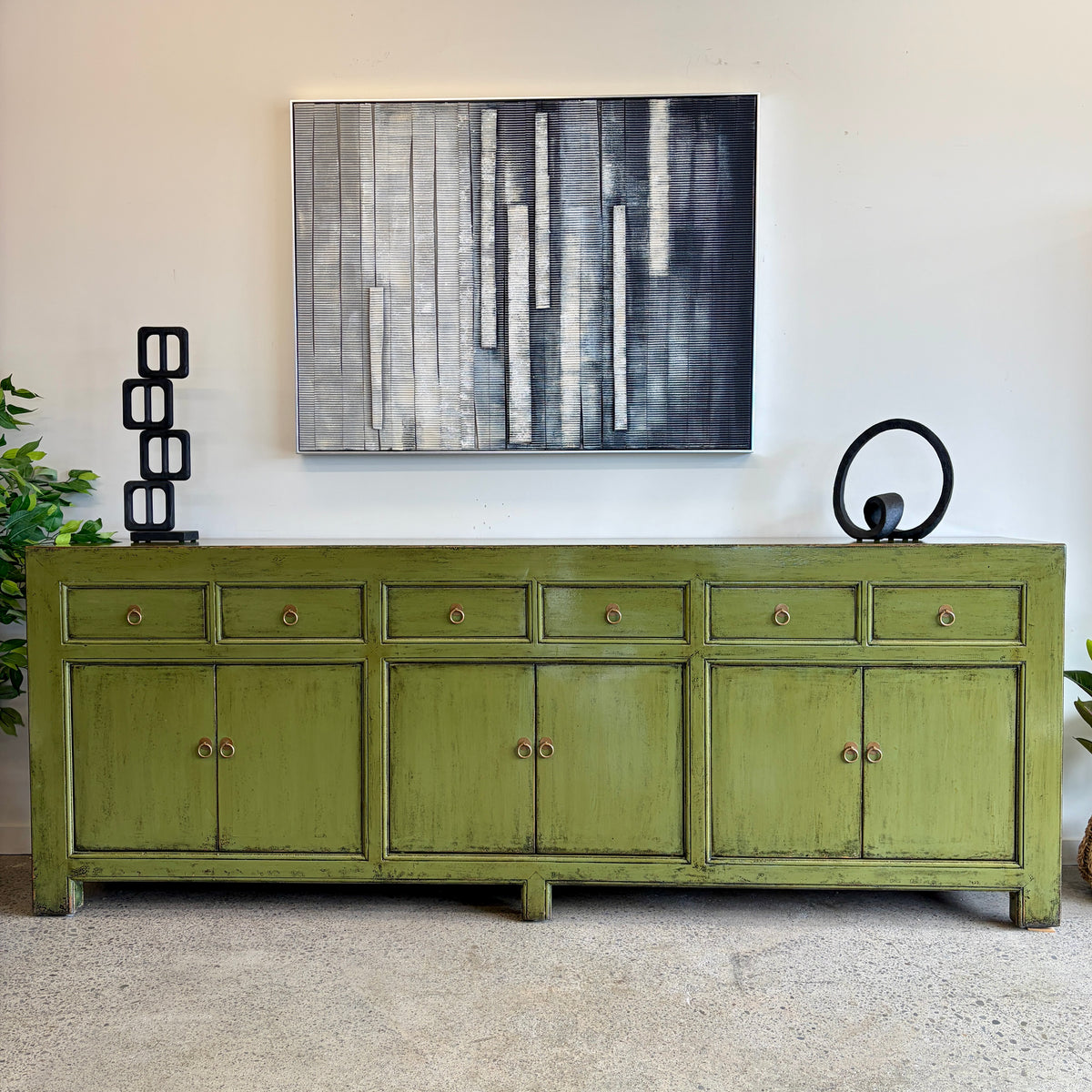 Merchant Sideboard in Olive with six drawers and three double-door cupboards