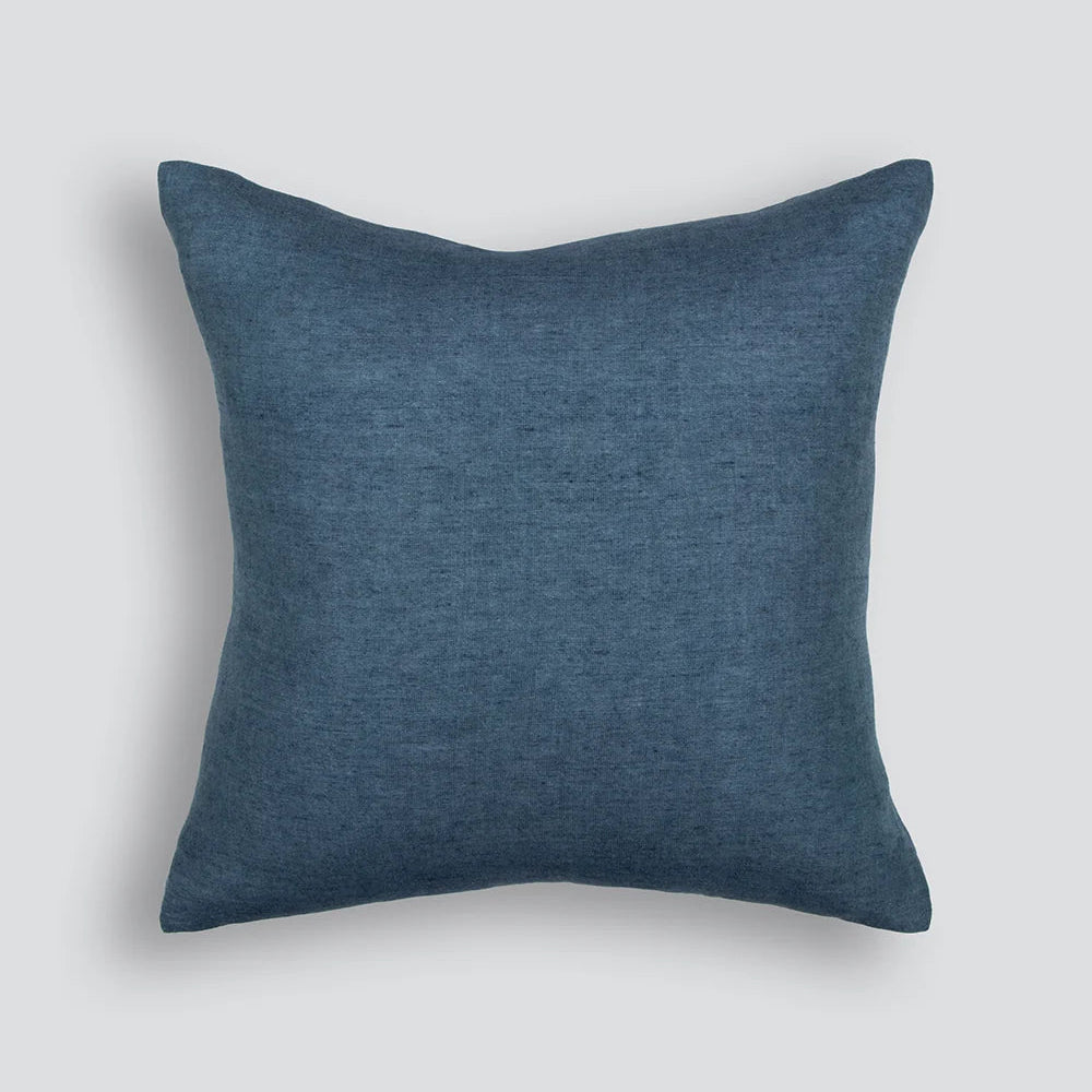 Milano Cushion in Diesel blue, handwoven linen and cotton blend, 55cm x 55cm