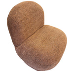 Angled view of the Milo Swivel Chair in Copper with a curved contemporary design and textured fabric upholstery.