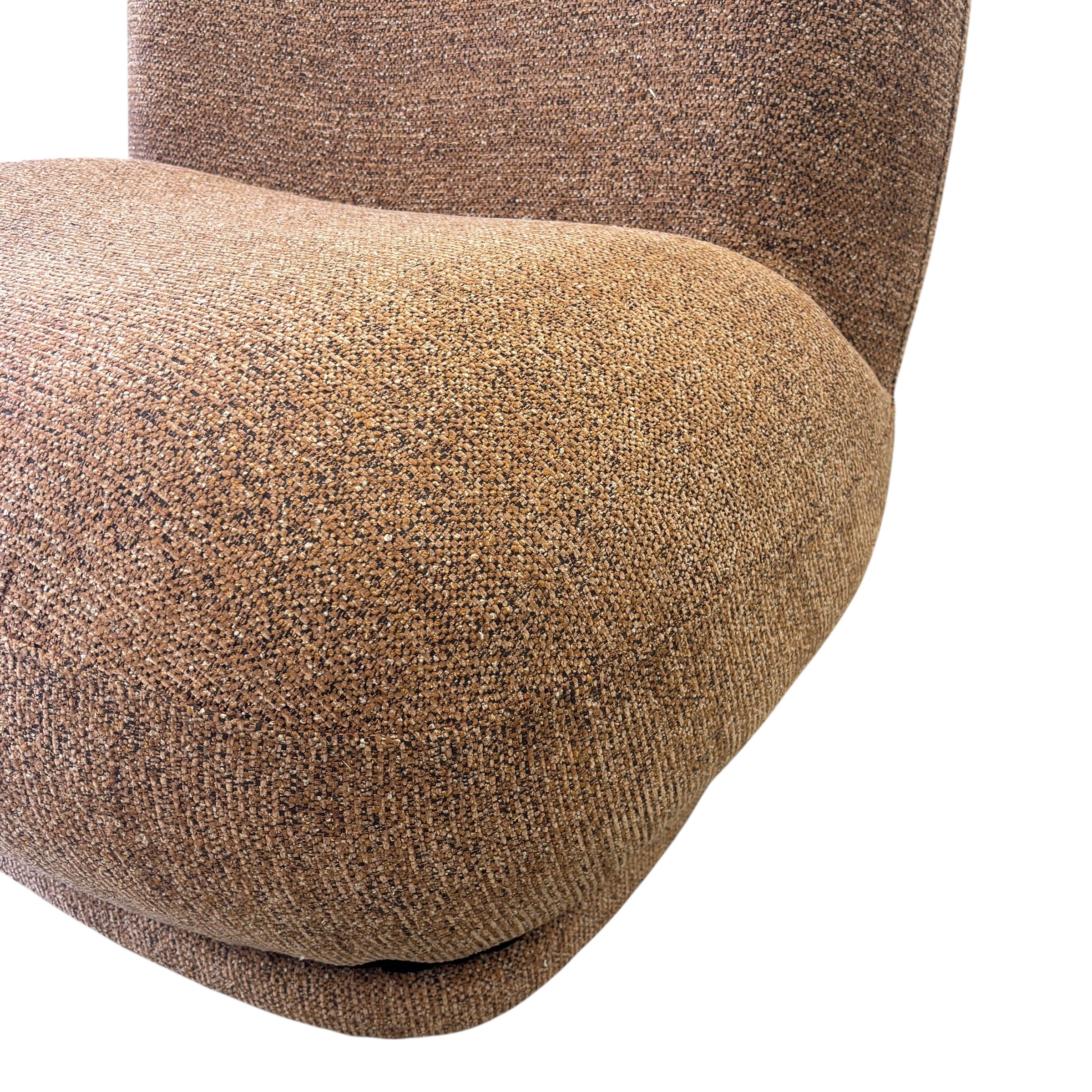 Close-up of the Milo Swivel Chair's Copper fabric, highlighting the rich woven texture and premium upholstery finish.