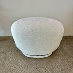 Curved back of milo swivel chair in salt.  Comfortable and modern.