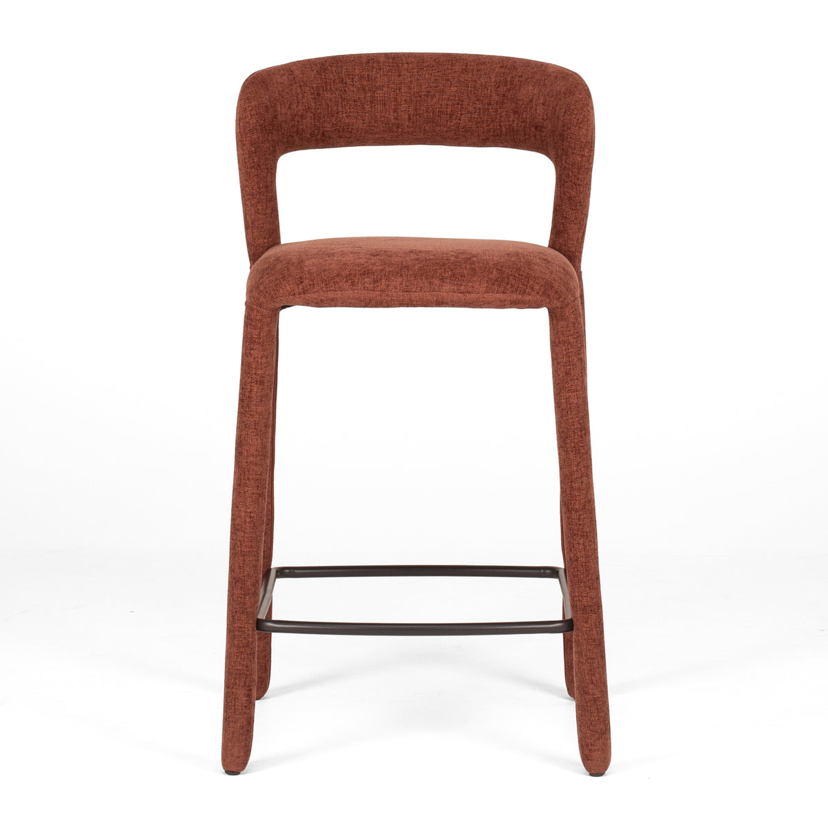 Munich Bar Stool in Rust Burgundy upholstery, front view