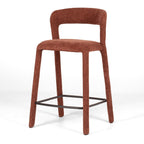 Munich Bar Stool in Rust Burgundy with curved open back and dark footrest