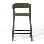 Munich Barstool in Pickle green upholstery, front view