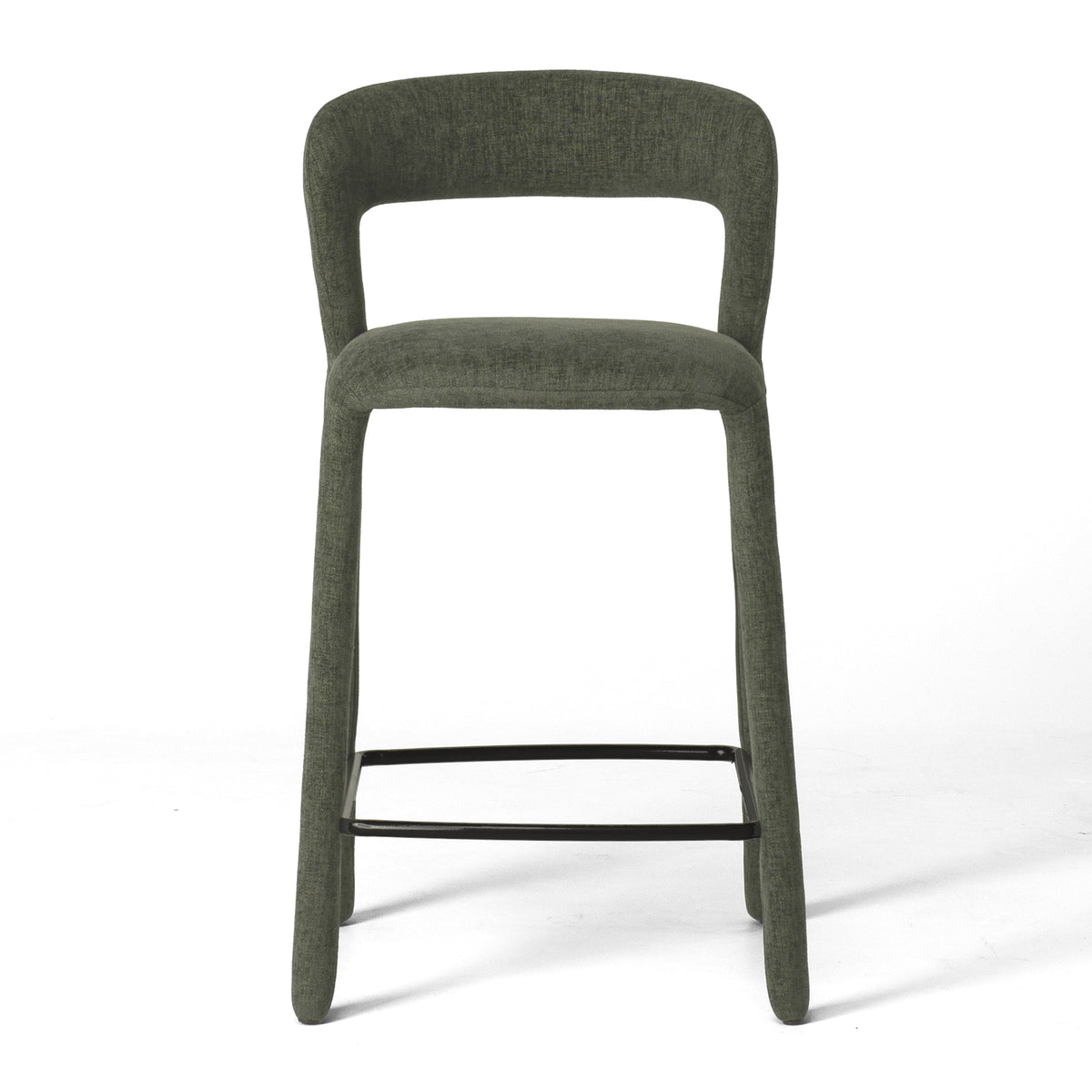 Munich Barstool in Pickle green upholstery, front view