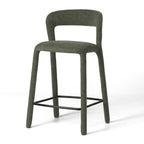 Munich Barstool in Pickle with curved open back and black footrest