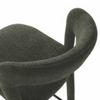 Close-up of Munich Barstool curved back and textured Pickle upholstery