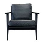 Nero armchair in black leather with a black frame and contemporary design.