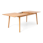 Close-up of the Nordik Extension Dining Table with the extension leaf inserted, highlighting the seamless extension design and solid oak construction