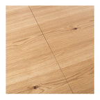 Close-up of the Nordik Extension Dining Table's solid oak tabletop, highlighting the natural timber grain and matt protective finish.