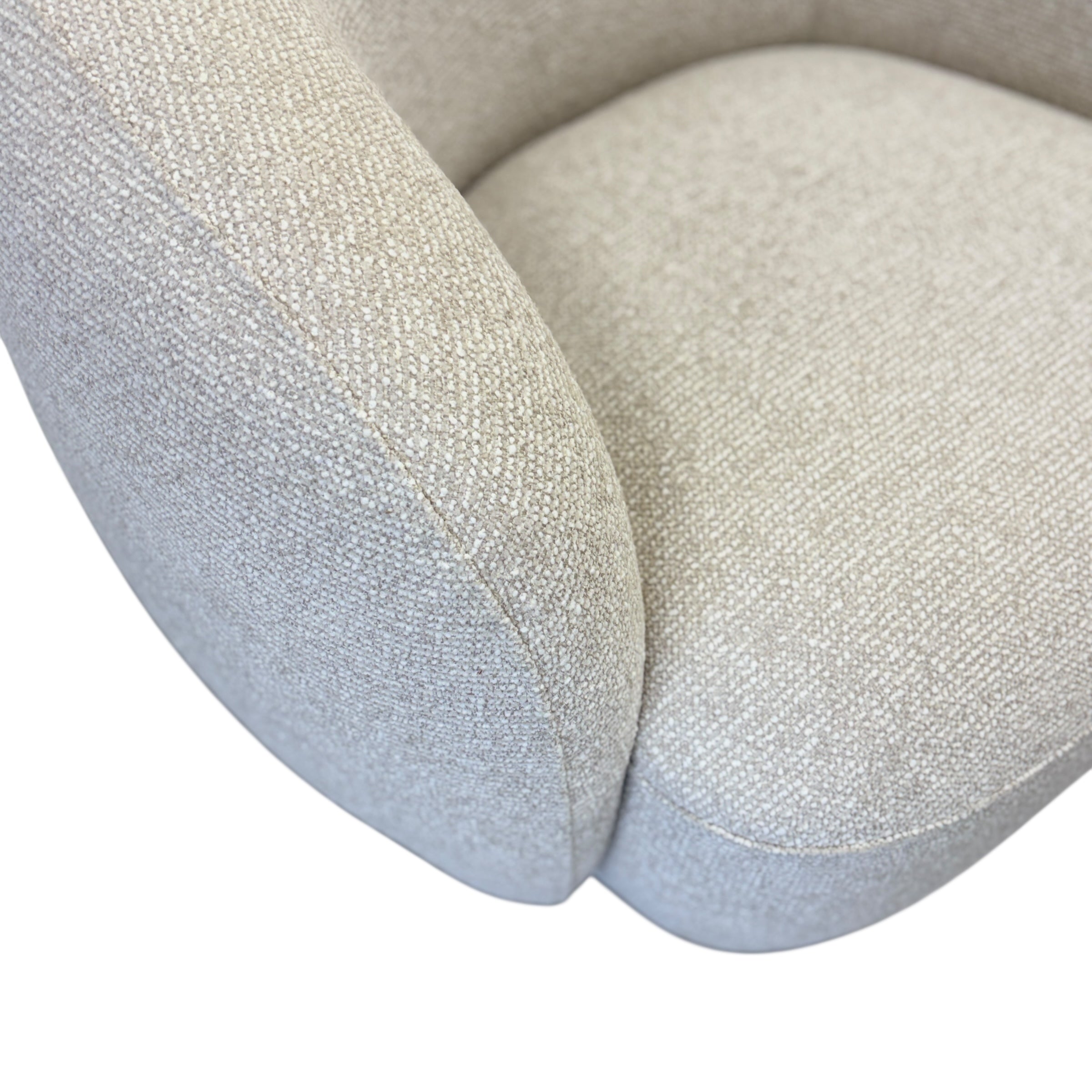 Close-up of the Nova Chair's Salt fabric, showcasing the soft woven texture and premium upholstery finish.