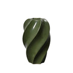 Odette Medium Vase in glossy hunter green with sculptural twisted design