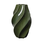 Odette Vases in medium and tall sizes with glossy hunter green glaze and flowing spiral design