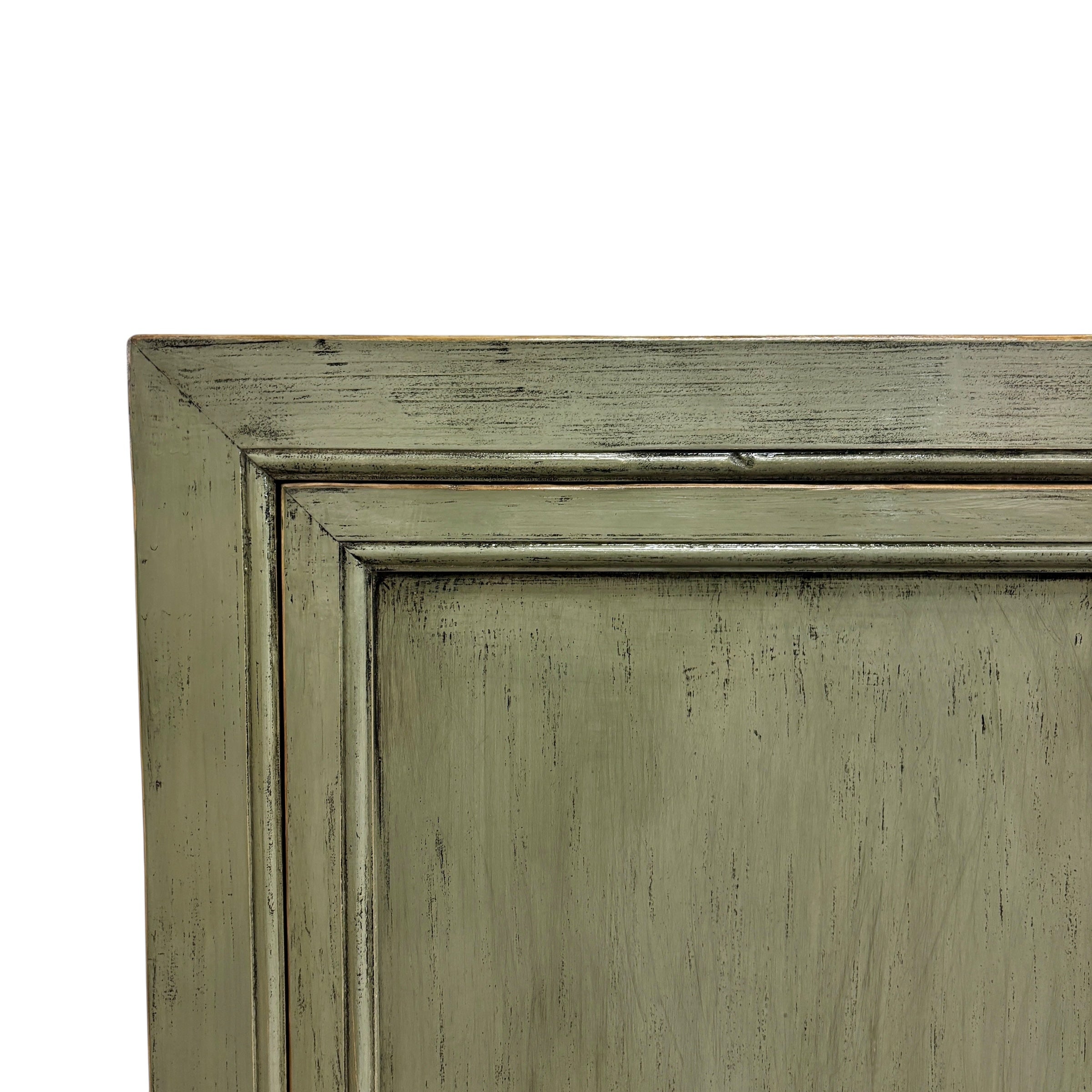 Close-up of the textured smoke finish and panelled detailing on the Patrick Sideboard
