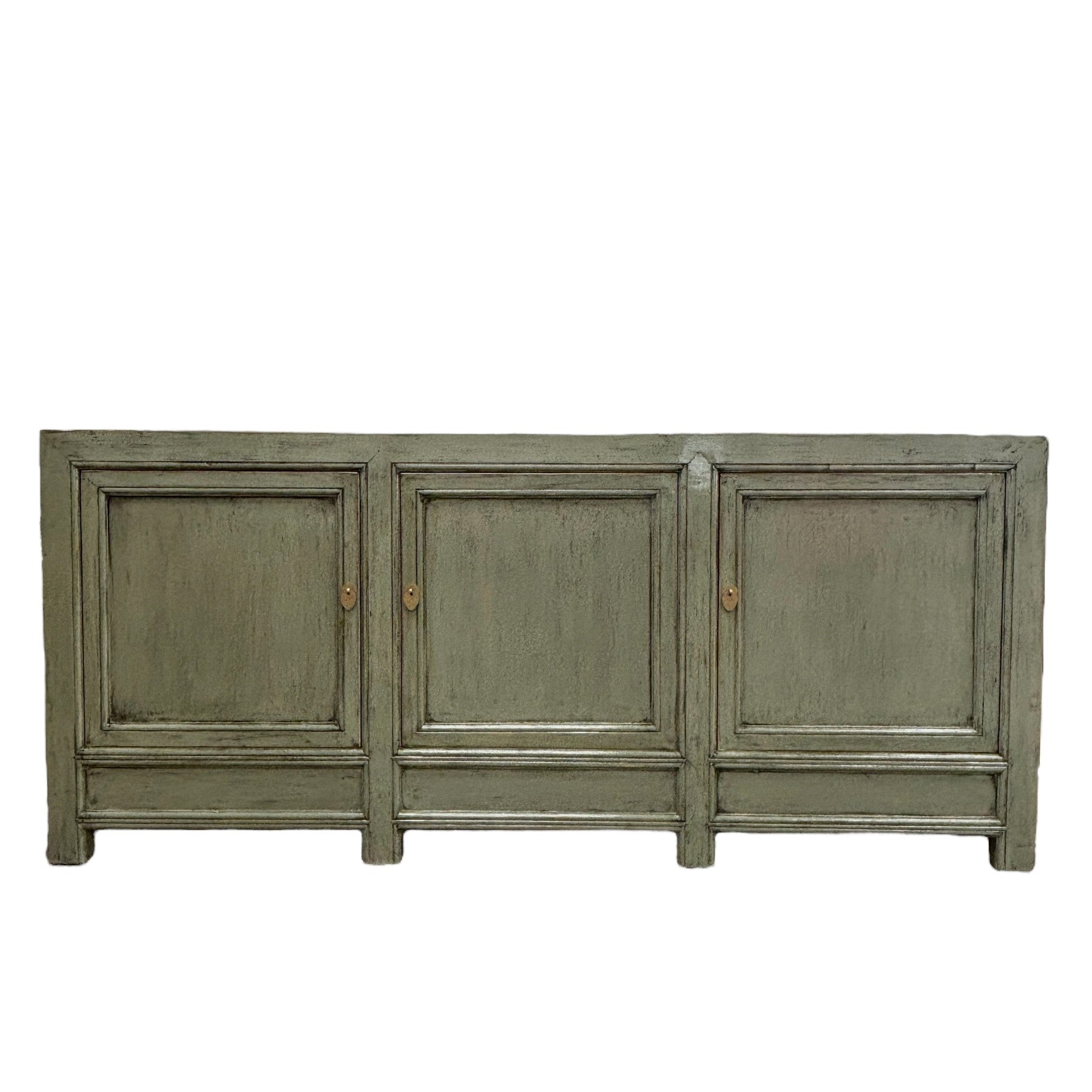 Front view of Patrick Sideboard in smoke finish with three panelled cupboard doors