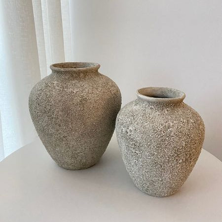 jpg	Petros ceramic vases in two sizes with textured stone-effect finish